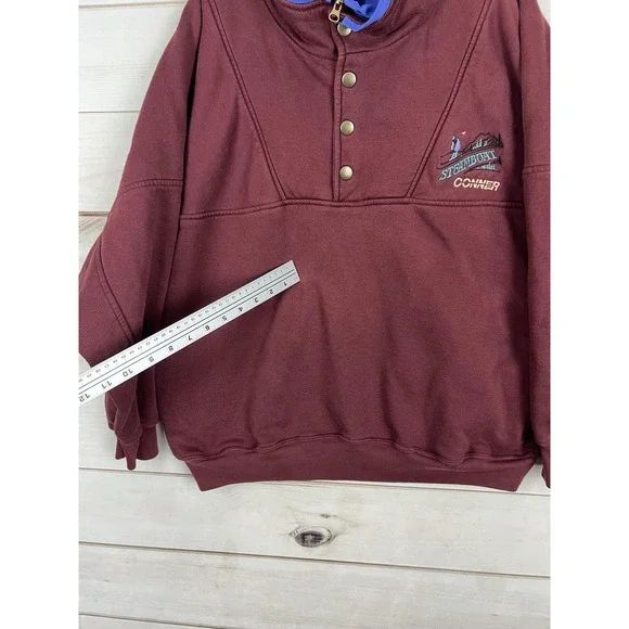 Vintage Steamboat BAC Sweatshirt Mens Large Red Ski 1/4 Zip Snap Fleece 90s - Picture 6 of 11